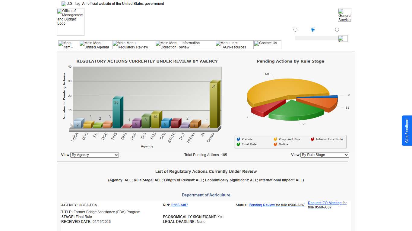 DASHBOARD - EO - REGINFO.GOV